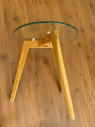 2 Mesas centro cristal y madera