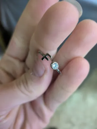 Anillo Plata Letra F Ajustable