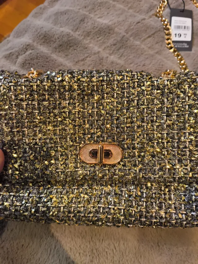 Bolso fiesta dorado y plateado
