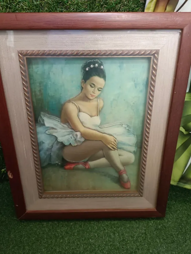 Quadro Bailarinas 3D Cristal e Madeira