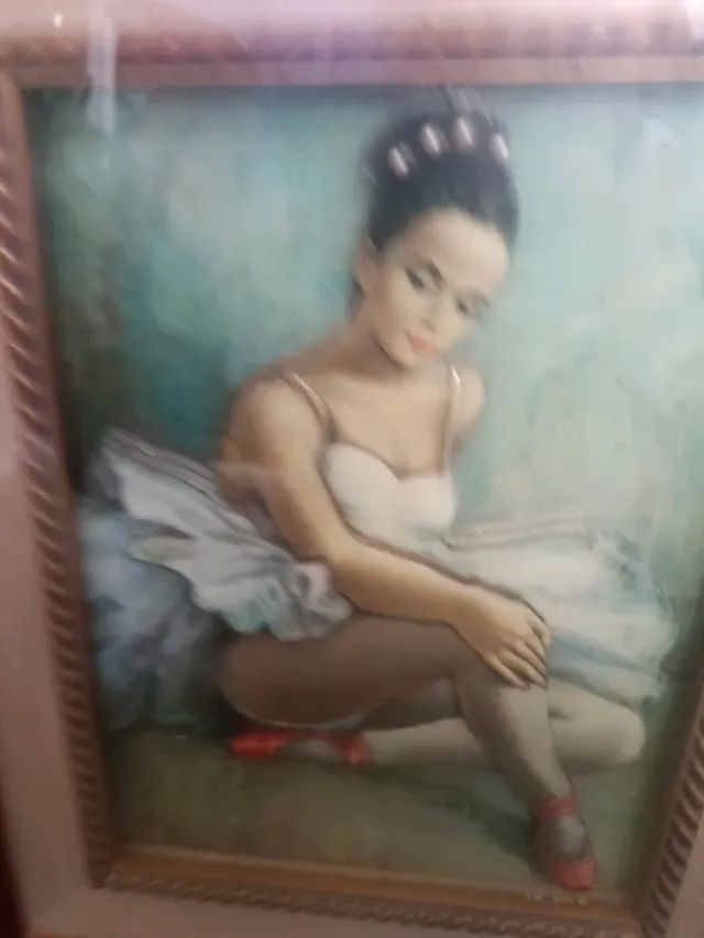 Quadro Bailarinas 3D Cristal e Madeira