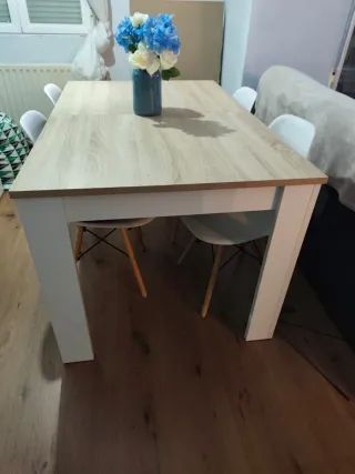 Mesa extensible 2m blanca y madera