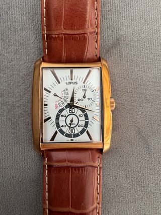 Reloj Lorus Cuadrado Correa Marrón Dorado