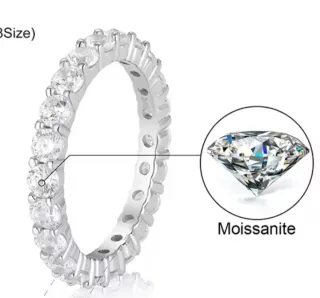 B. FRIDAY! Anillo de la ETERNIDAD Plata-Moissanita