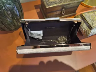 Bolso de fiesta beige efecto piel