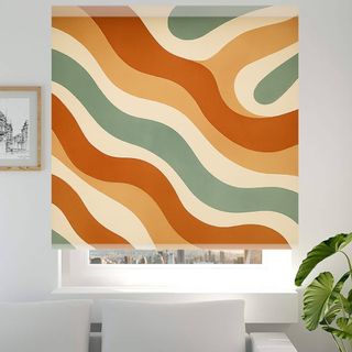 Estor Enrollable Ondas Mostaza Terracota NUEVO