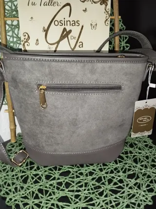 Bolso bandolera efecto ante gris ÚLTIMA UNIDAD