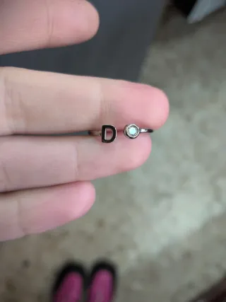 Anillo Letra D Plata Ajustable