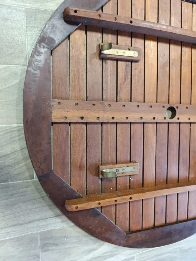 Mesa redonda teca exterior plegable 90cm