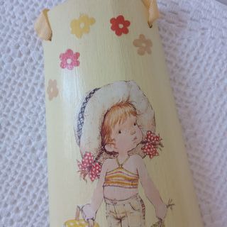 Tegola legno decorata decoupage bambina