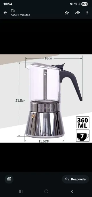 Cafetera italiana de cristal y metal