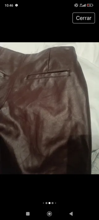 Falda pantalón efecto piel marrón T.XS