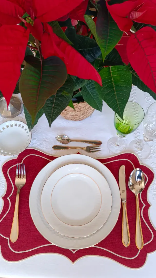 Set 4 individuales rojos y dorados