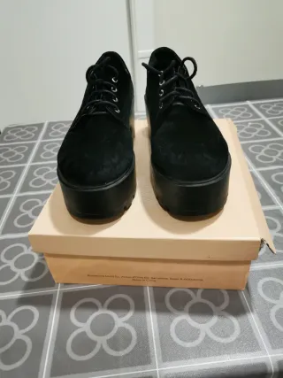 Zapatos ante cordones plataforma negros