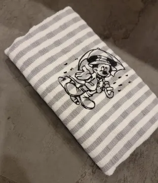 Strofinaccio a righe grigio e bianco Mickey Mouse
