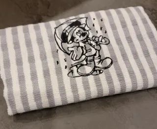 Strofinaccio a righe grigio e bianco Mickey Mouse