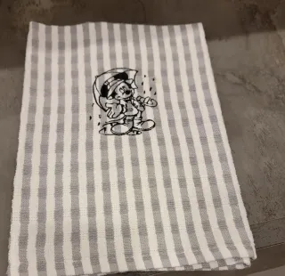 Strofinaccio a righe grigio e bianco Mickey Mouse