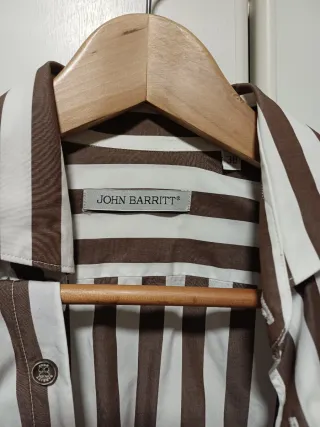 Camicia JOHN BARRITT cotone righe marrone/bianco