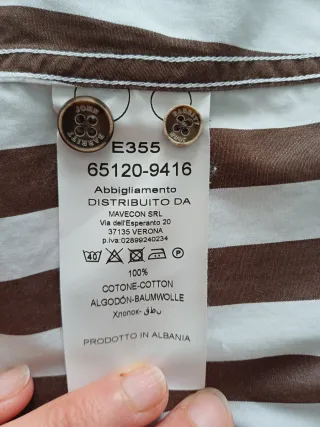 Camicia JOHN BARRITT cotone righe marrone/bianco
