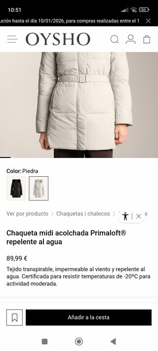 Parka plumon Oysho  blanca