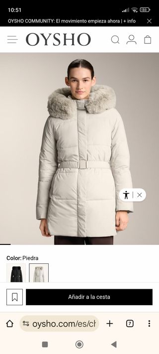 Parka plumon Oysho  blanca