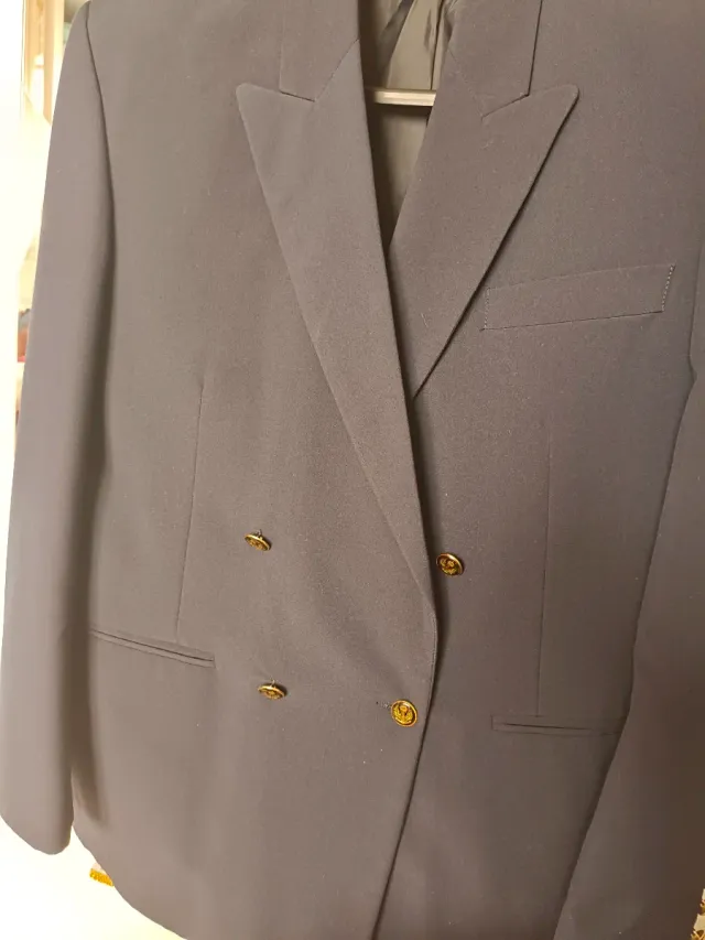 Jaqueta cruzada azul marinho