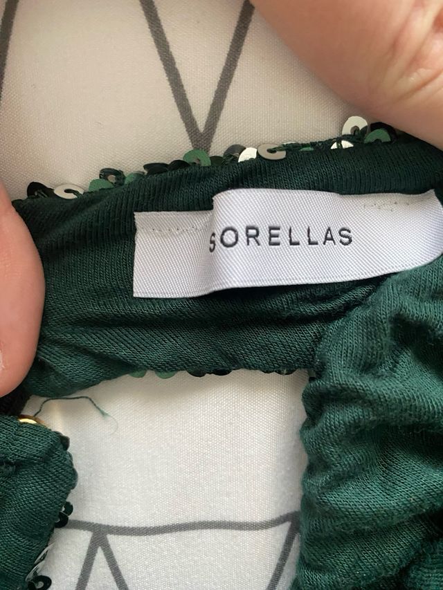 Vestido lentejuelas verde y plateado