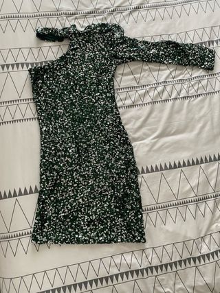 Vestido lentejuelas verde y plateado