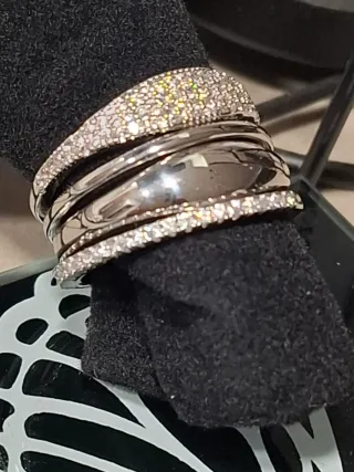 Conjunto 4 Anillos Plateados Circonitas Talla 7