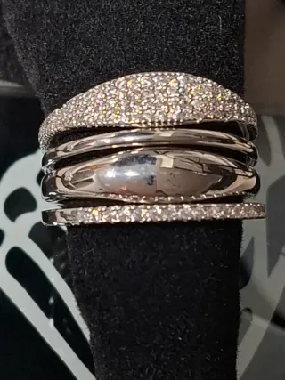 Conjunto 4 Anillos Plateados Circonitas Talla 7