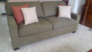 Sofá Cama Italiano Tela Beige/Naranja