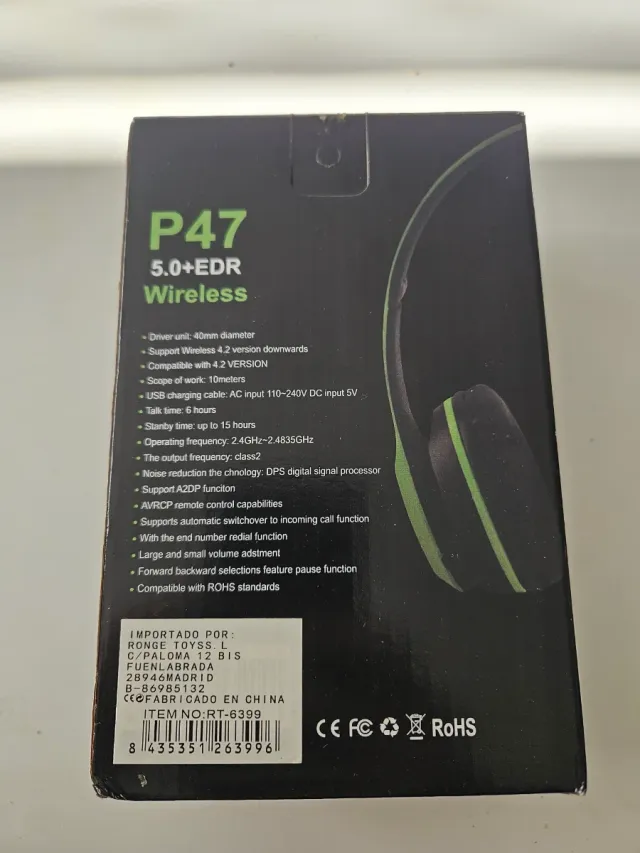 Auriculares P47 Bluetooth 5.0+EDR