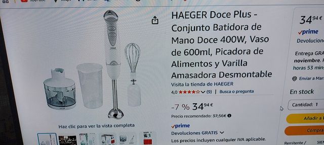 Batidora HAEGER Doce Plus 400W Accesorios