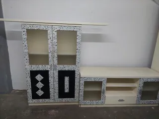 Mueble de salón modular blanco y negro