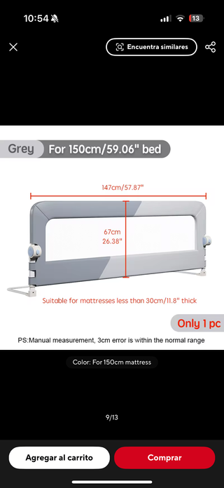 Barrera de seguridad para cama