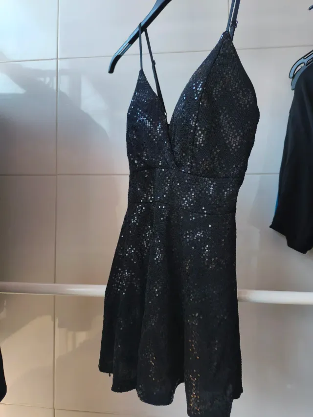 Top fiesta lentejuelas negro