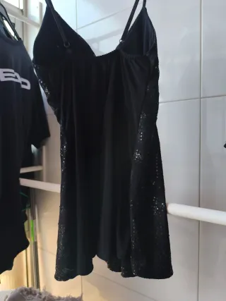 Top fiesta lentejuelas negro