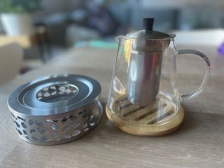 Tetera de cristal con calentador