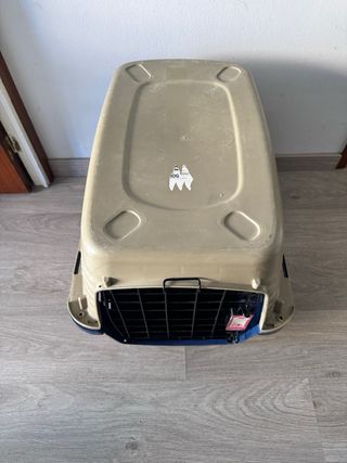 Transportín perro beige y azul