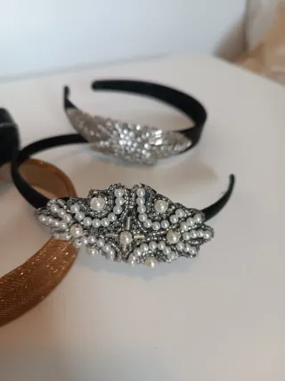 Diademas Tocado Negro y Dorado