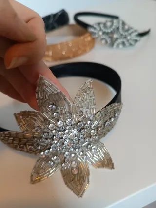 Diademas Tocado Negro y Dorado