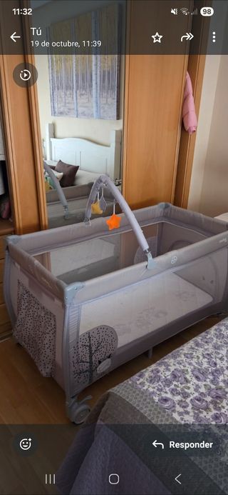 Cuna de viaje plegable y colchon