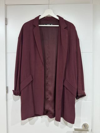 Chaqueta Mango Blazer Americana Burdeos S Oversize