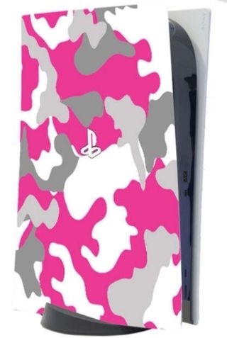 Vinilo para PS5 y mando de Camuflaje Rosa y Gris