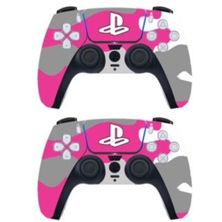 Vinilo para PS5 y mando de Camuflaje Rosa y Gris