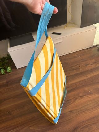 Tumbona plegable rayas amarillo y azul