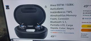 Aiwa EBTW-150BK Auriculares TWS Bluetooth 5.1