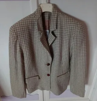 Giacca donna quadretti marrone e turchese