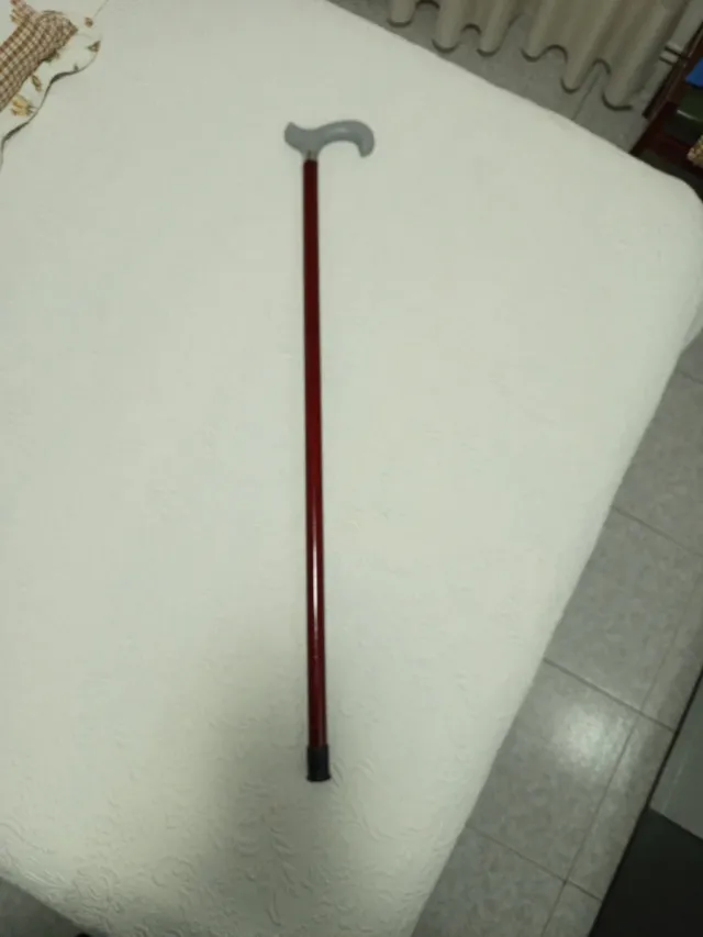 Bastón con empuñadura gris.