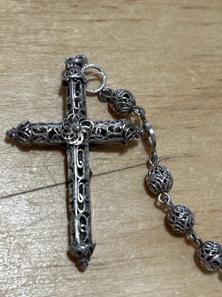 Rosario antiguo de filigrana cordobesa en plata